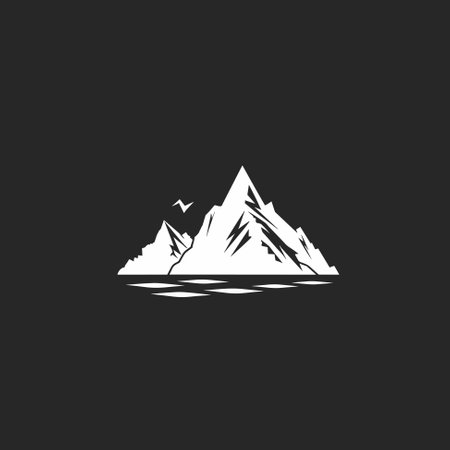 Mountain peaks silhouettes. Isolated rocky mountain icon. Mountain, rock, hill, peak logo. Vector illustrationのイラスト素材