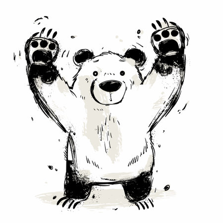 Bear children's scribble drawing. Cartoon style vector illustrationのイラスト素材