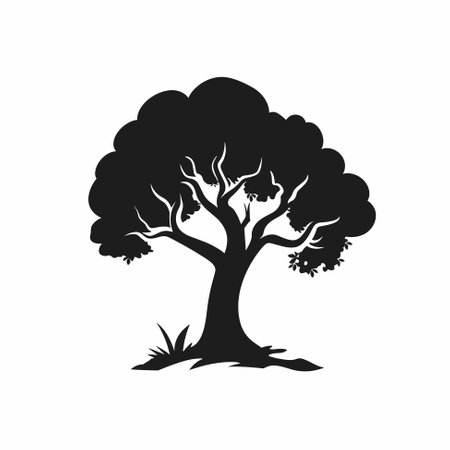 Tree silhouette, tree icon, vector. Nature, forest, outdoor, environment, ecology, foliage conceptのイラスト素材
