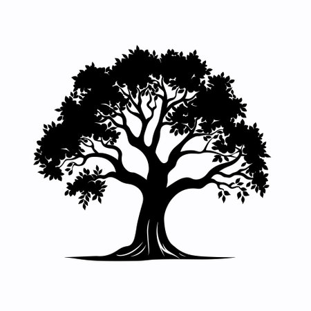 Tree silhouette, tree icon, vector. Nature, forest, outdoor, environment, ecology, foliage conceptのイラスト素材