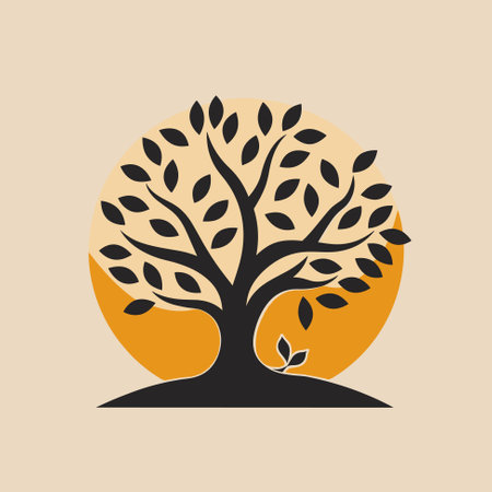 Tree silhouette, tree icon, vector. Nature, forest, outdoor, environment, ecology, foliage conceptのイラスト素材