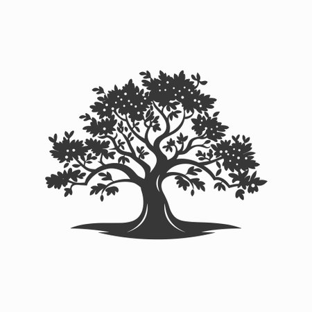 Tree silhouette, tree icon, vector. Nature, forest, outdoor, environment, ecology, foliage conceptのイラスト素材