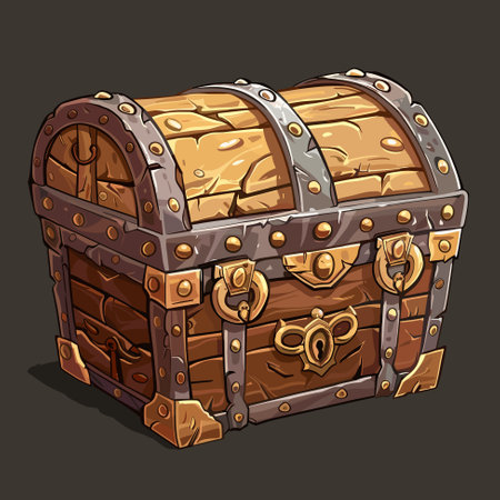 Old style pirate treasure chest cartoon style vector illustrationのイラスト素材