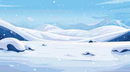 Snowy mountains, drifts and fields covered with snow. Chsitmas, new year vector winter landscapeのイラスト素材