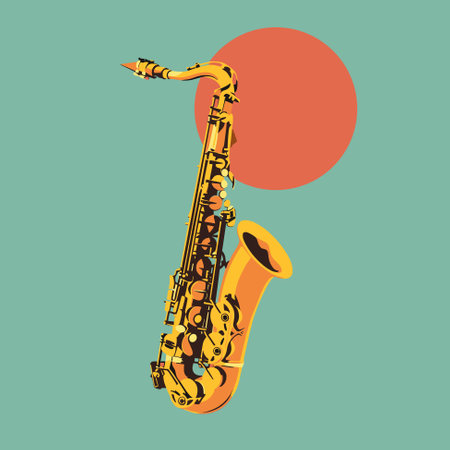 Retro style poster for jazz festival live music with a saxophoneのイラスト素材