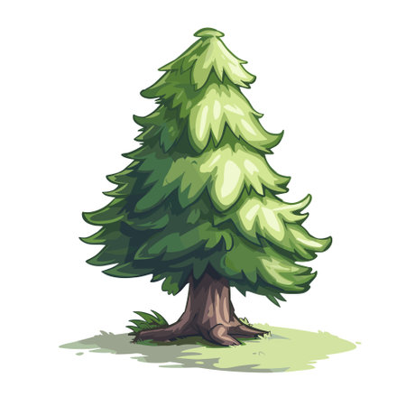 Evergreen coniferous tree spruce. Isolated forest pine tree. Cartoon flat style. Symbol of Christmas and New Year. Vector illustration.のイラスト素材