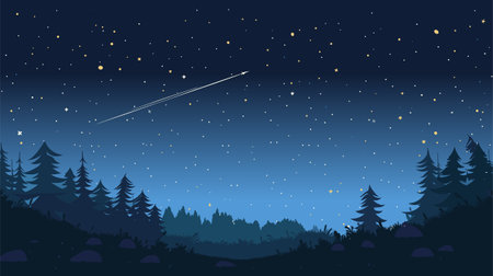 Vector illustration of comet in the starry space sky.のイラスト素材