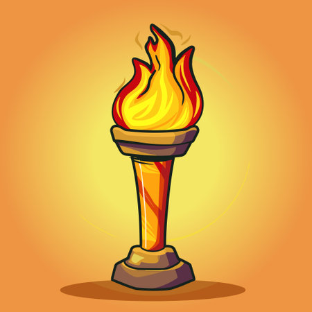 Vector burning flame torch icon. Sport flat style games symbol. Winner abstract signのイラスト素材