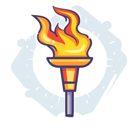 Vector burning flame torch icon. Sport flat style games symbol. Winner abstract signのイラスト素材