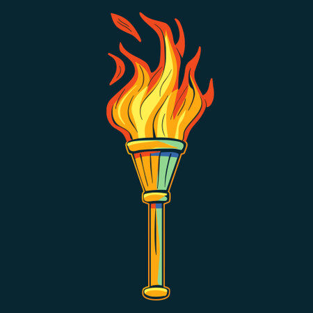 Vector burning flame torch icon. Sport flat style games symbol. Winner abstract signのイラスト素材