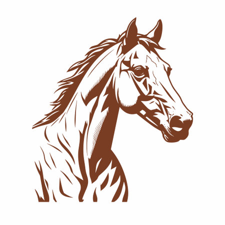 Beautiful Black And White Horse Head Silhouette, vector icon illustrationのイラスト素材