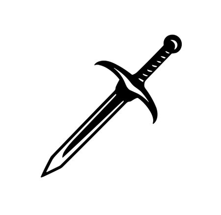 Vintage dagger or sword icon. Dagger brand design element. black and white vector illustrationのイラスト素材