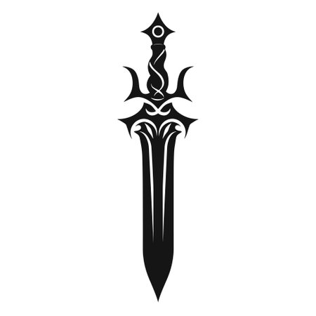 Vintage dagger or sword icon. Dagger brand  design element. black and white vector illustrationのイラスト素材
