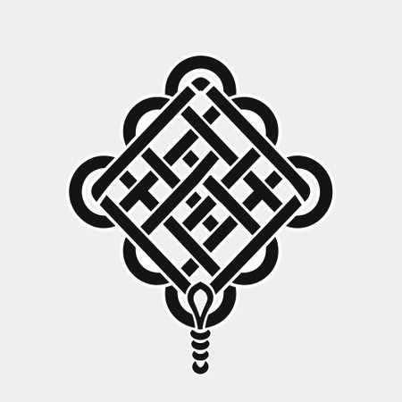Infinity knot of longevity and health, a sign of good luck Feng Shui, Chinese knot line icon, Asian culture and decoration vector graphics.のイラスト素材