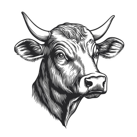 Cow head hand drawn sketchのイラスト素材