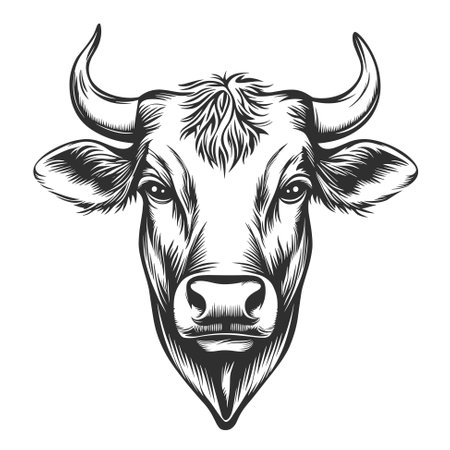 Cow head hand drawn sketchのイラスト素材