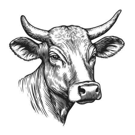 Cow head hand drawn sketchのイラスト素材