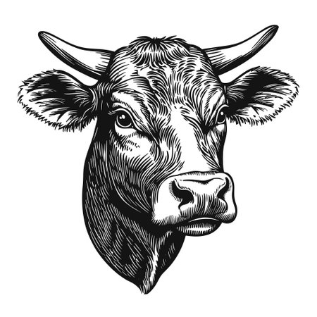 Cow head hand drawn sketchのイラスト素材