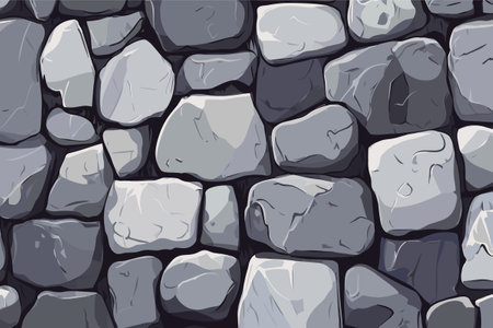 Stone Wall with Crack and Moss Texture for Backdrop and Wallpaper, vector illustrationのイラスト素材