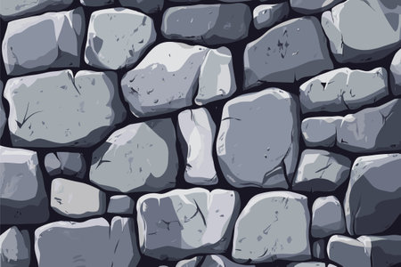 Stone Wall with Crack and Moss Texture for Backdrop and Wallpaper, vector illustrationのイラスト素材