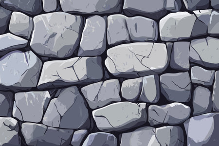 Stone Wall with Crack and Moss Texture for Backdrop and Wallpaper, vector illustrationのイラスト素材