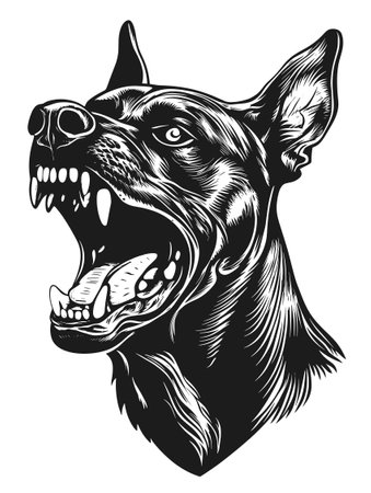 Angry Doberman Pinscher Dogのイラスト素材
