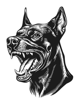 Angry Doberman Pinscher Dogのイラスト素材