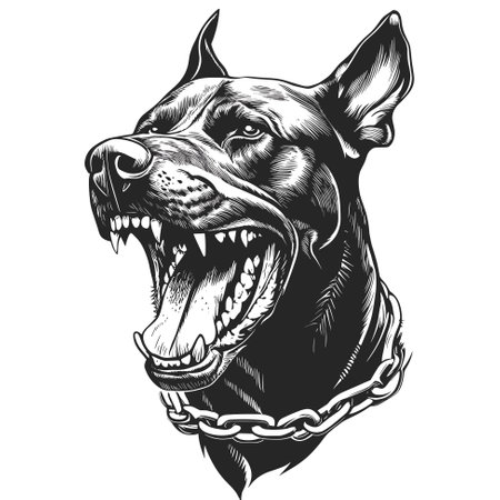 Angry Doberman Pinscher Dogのイラスト素材