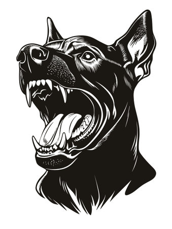 Angry Doberman Pinscher Dogのイラスト素材