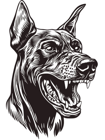 Angry Doberman Pinscher Dogのイラスト素材