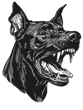 Angry Doberman Pinscher Dogのイラスト素材