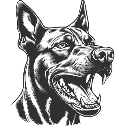 Angry Doberman Pinscher Dogのイラスト素材