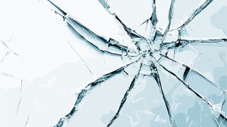 Cracked ice or glass top view frosty pattern. Transparent frozen water surface texture, abstract...