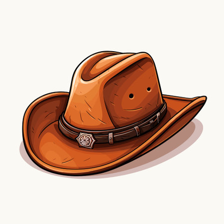 Cowboy hat isolated on neutral background. Vector sheriff hat cartoon style illustrationのイラスト素材