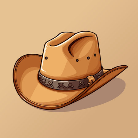 Cowboy hat isolated on neutral background. Vector sheriff hat cartoon style illustrationのイラスト素材