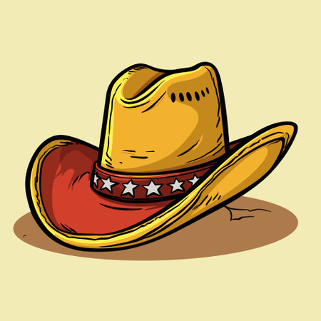 Cowboy hat isolated on neutral background. Vector sheriff hat cartoon style illustrationのイラスト素材
