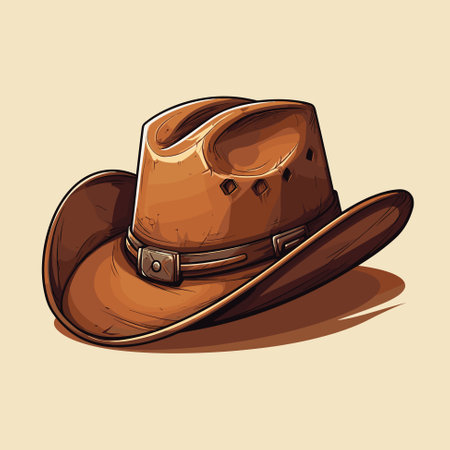 Cowboy hat isolated on neutral background. Vector sheriff hat cartoon style illustrationのイラスト素材