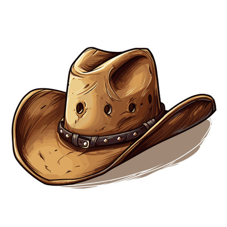 Cowboy hat isolated on neutral background. Vector sheriff hat cartoon style illustrationのイラスト素材