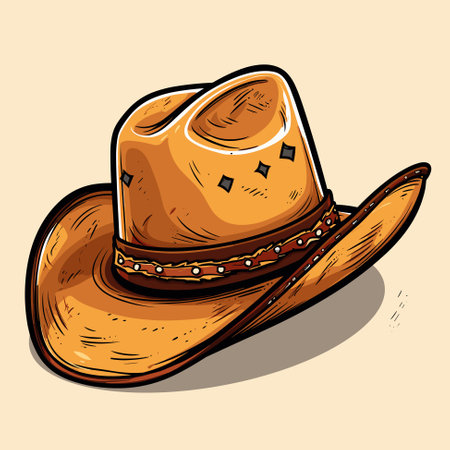 Cowboy hat isolated on neutral background. Vector sheriff hat cartoon style illustrationのイラスト素材