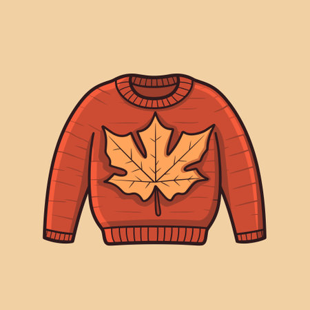 Autumn warm comfy sweater. Cozy fall. Vector illustration.のイラスト素材