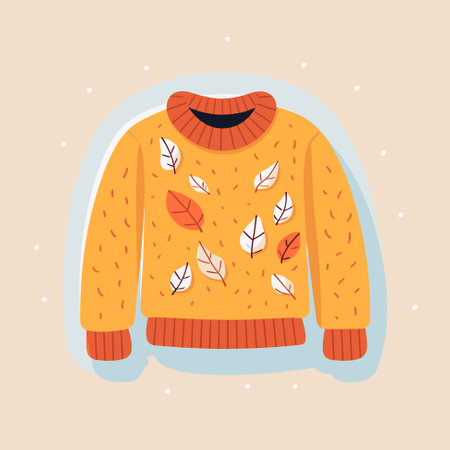 Autumn warm comfy sweater. Cozy fall. Vector illustration.のイラスト素材