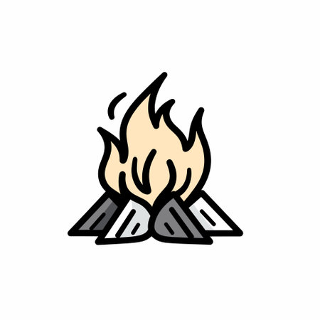 Bonfire campfire  icon template, vector illustrationのイラスト素材
