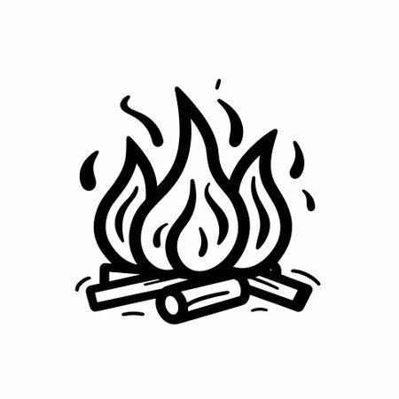 Bonfire campfire  icon template, vector illustrationのイラスト素材