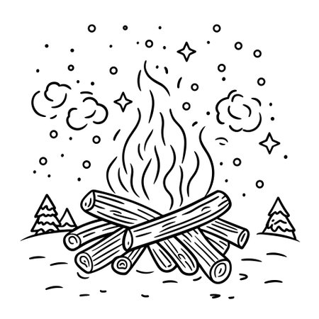 Bonfire campfire  icon template, vector illustrationのイラスト素材