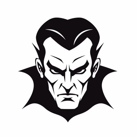 Vampire Dracula portrait. Halloween illustration of vampire in black and white colorsのイラスト素材