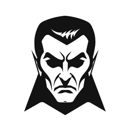 Vampire Dracula portrait. Halloween illustration of vampire in black and white colorsのイラスト素材