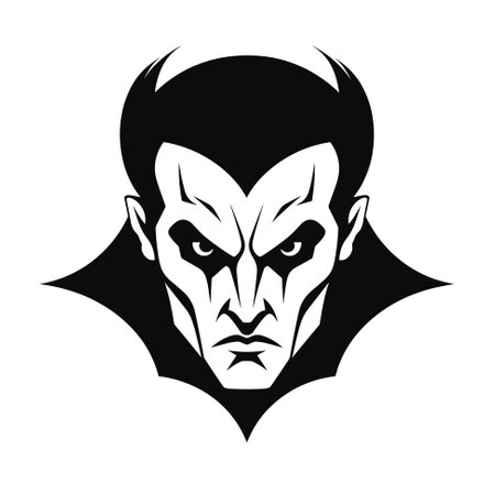 Vampire Dracula portrait. Halloween illustration of vampire in black and white colorsのイラスト素材