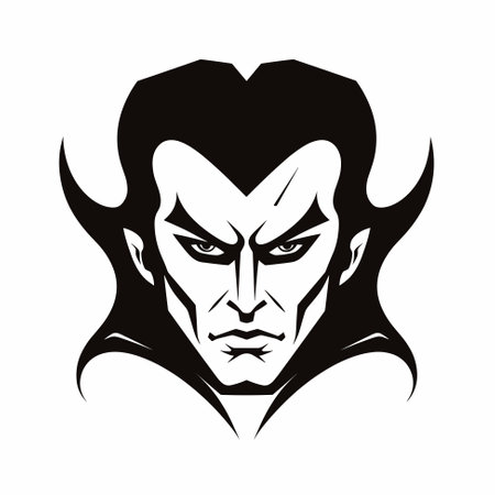 Vampire Dracula portrait. Halloween illustration of vampire in black and white colorsのイラスト素材