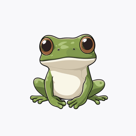 Cute Frog cartoon outline isolated vector illustrationのイラスト素材