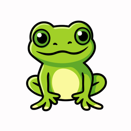 Cute Frog cartoon outline isolated vector illustrationのイラスト素材